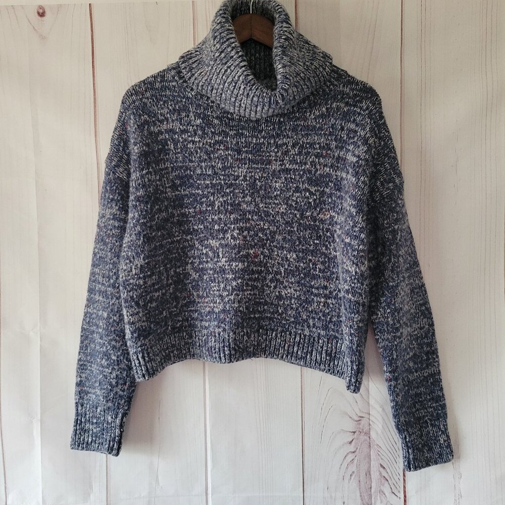 Lou & Grey LOFT Chunky Cowl Neck Knit Sweater, Women’s L, Blue, EUC